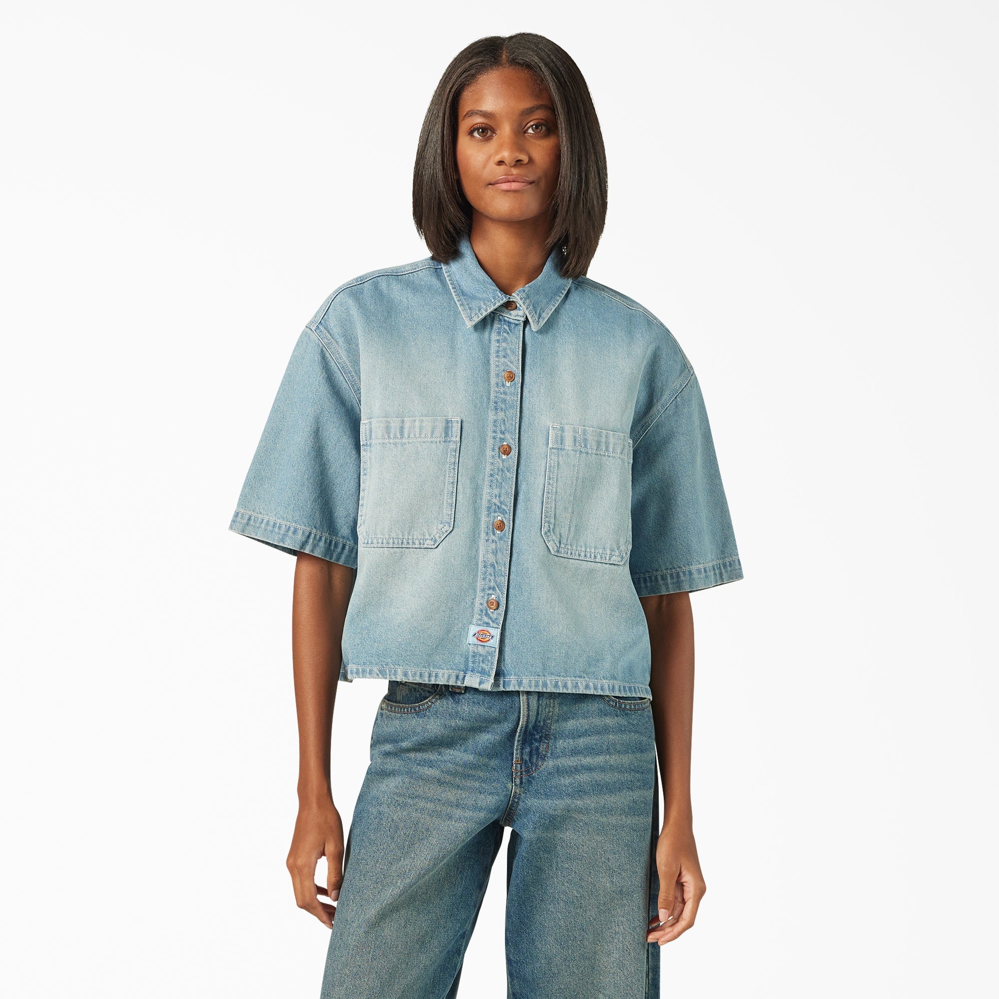 Dickies Women's Cropped Denim Work Shirt