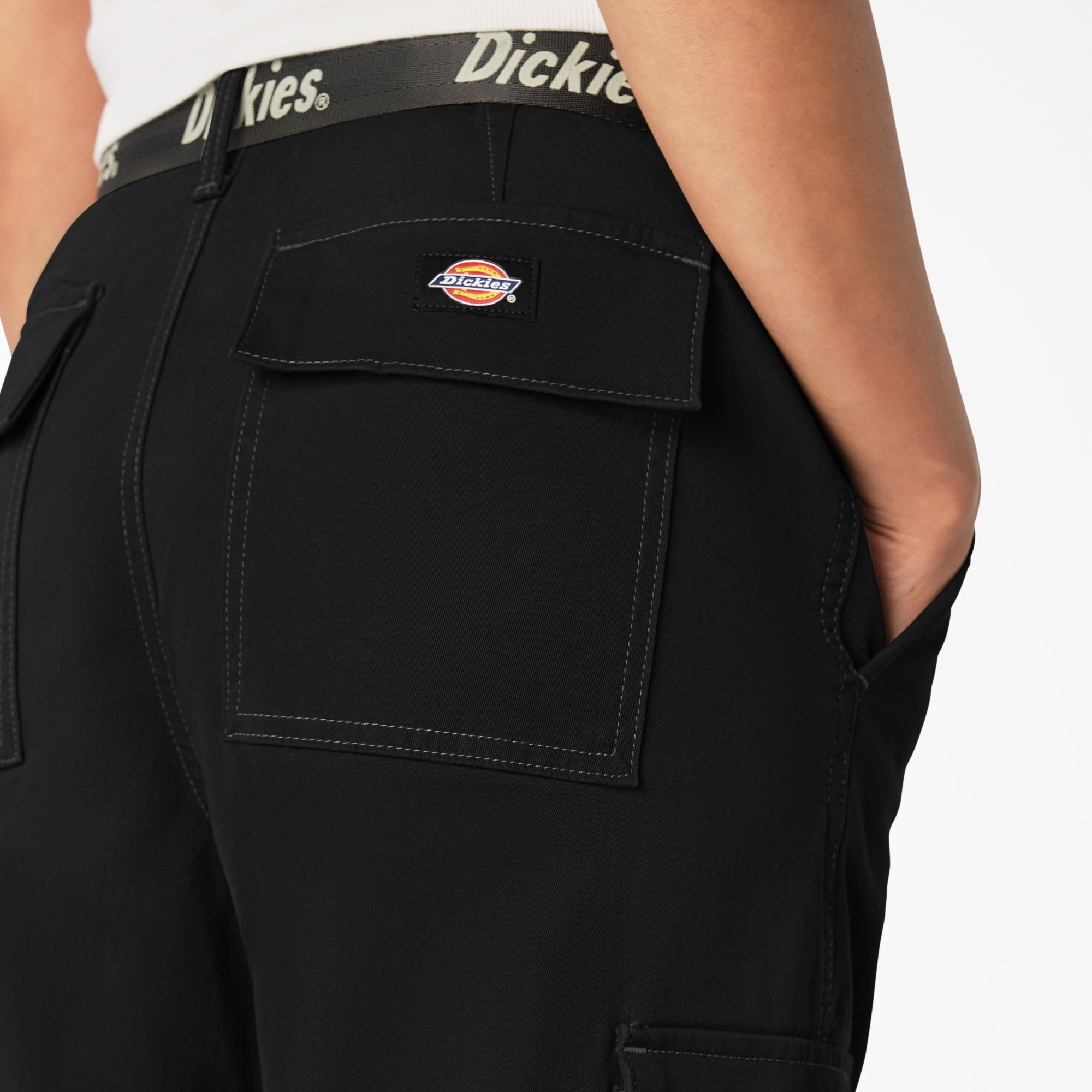 Dickies Women's Relaxed Fit Contrast Stitch Cropped Cargo Pants