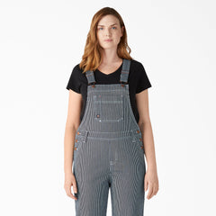 Dickies Women's Hickory Stripe Boyfriend Fit Bib Overalls