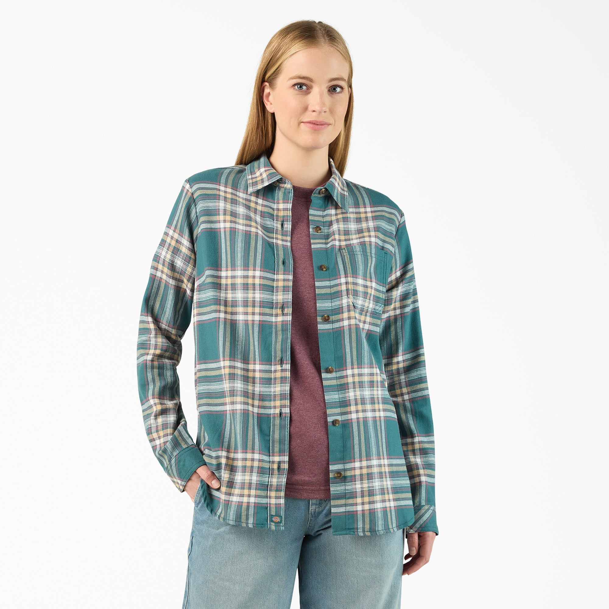 Dickies Women's Plaid Flannel Long Sleeve Shirt