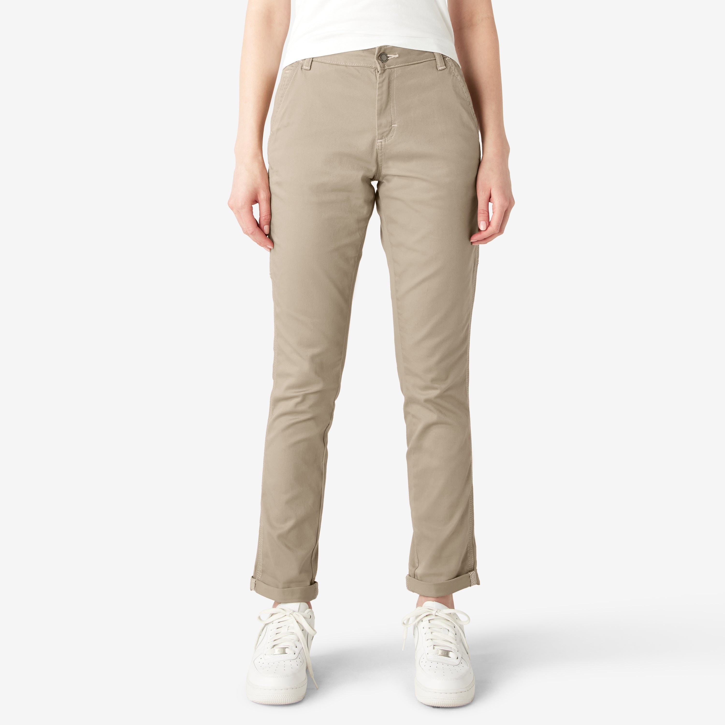 Dickies Women's Slim Straight Fit Roll Hem Carpenter Pants