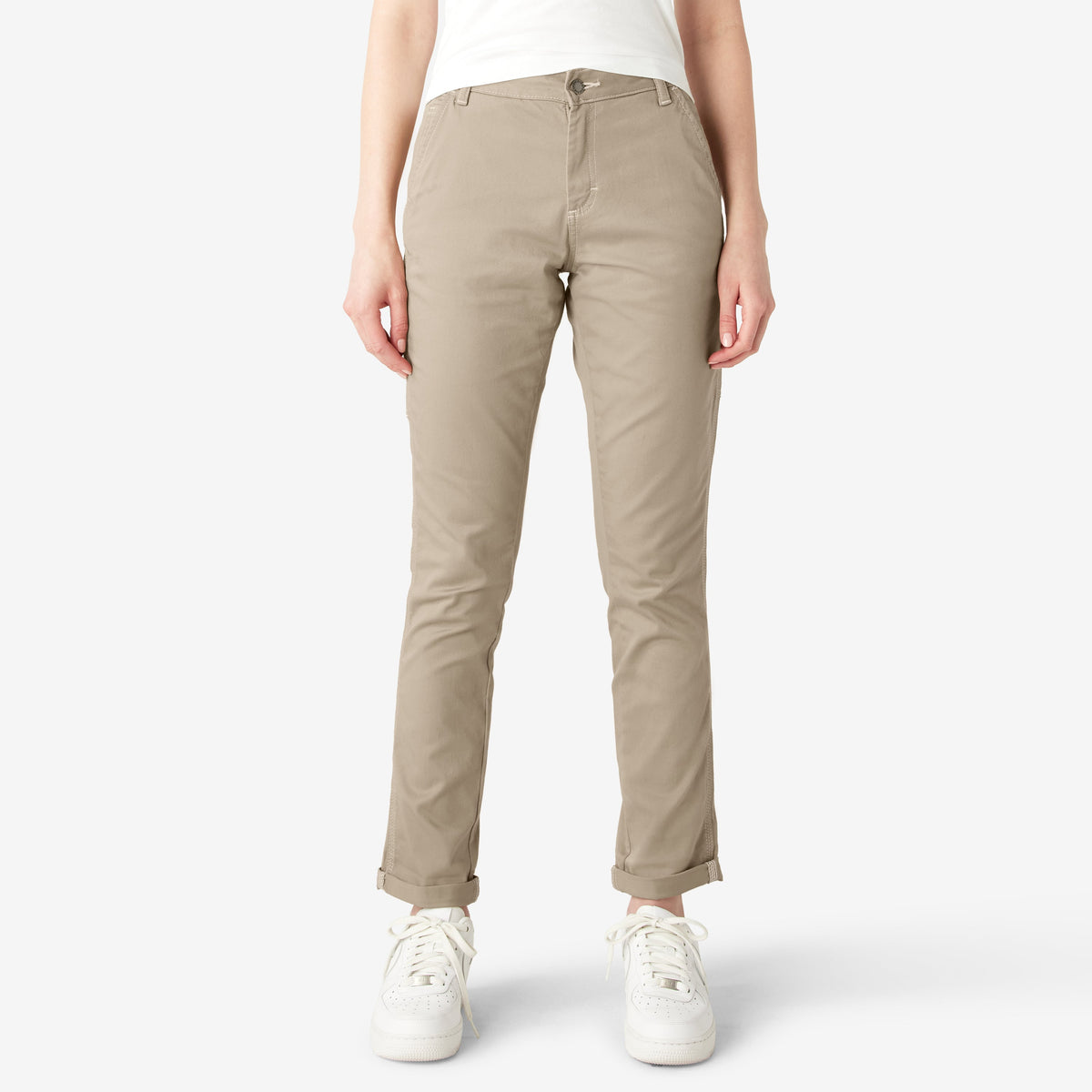 Dickies Women's Slim Straight Fit Roll Hem Carpenter Pants