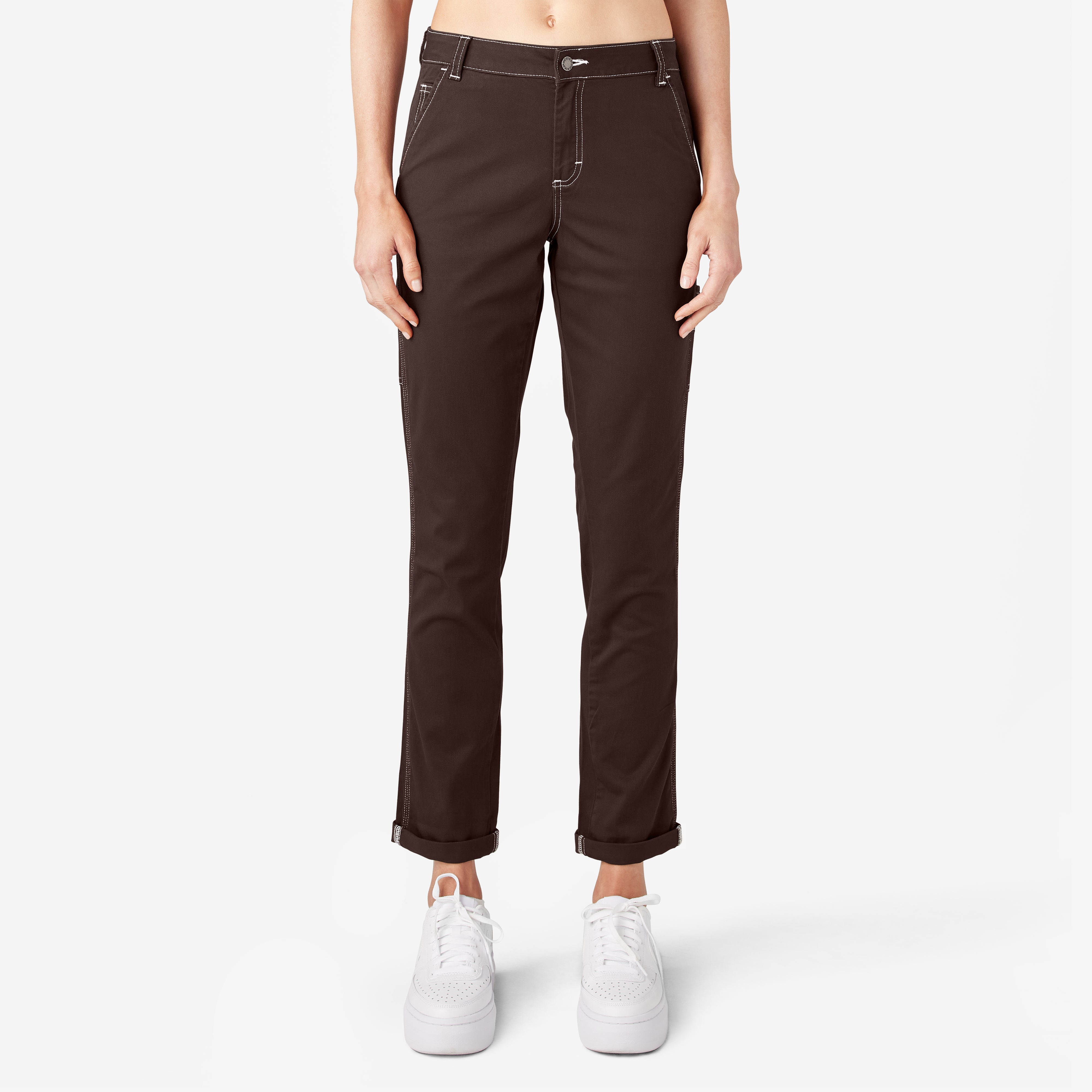Dickies Women's Slim Straight Fit Roll Hem Carpenter Pants